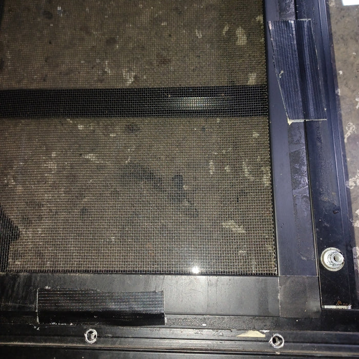Used Young Farts RV Parts Black Radius Louvered Window : 23.5" x 14 3/8" x 2"
