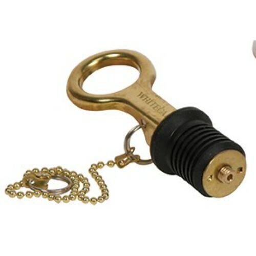 WHITECAP Boat Drain Plug - Bailer; 1" Diameter; With 8" Chain - S-0206C
