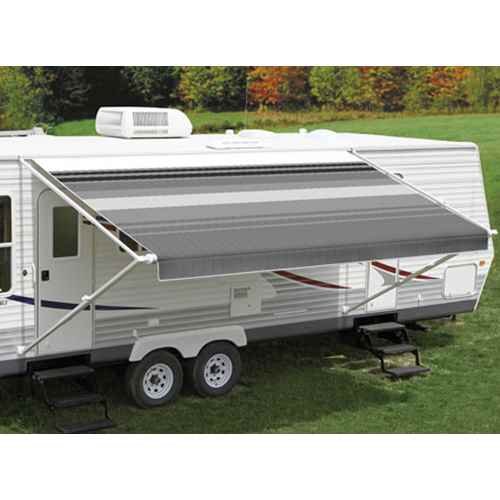 Fiesta Springload Awning Awning Black/Gray Stripe 20' - Young Farts RV Parts