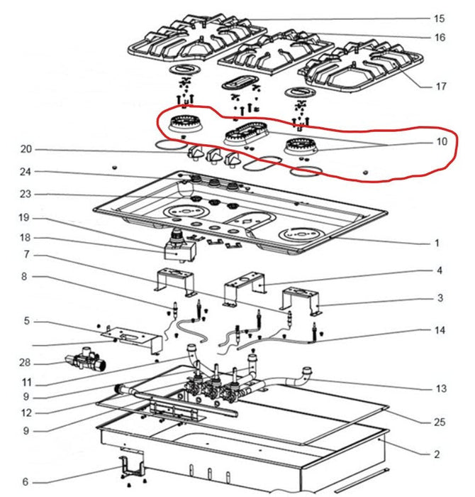 Furrion Burner Assembly for FGH4ZSA-SS - Young Farts RV Parts