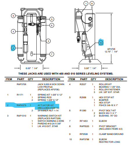 Buy HWH Actuator Kit RAP4079 (AP4079) Online - Young Farts RV Parts ...