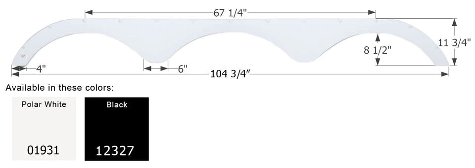 Icon 12327 Fender Skirt Heartland Brands Cyclone / Big Country / Landmark / Razor / Sundance / Trail Runner 104 - 3/4 Inch 13 - 3/4 Inch Black - Young Farts RV Parts