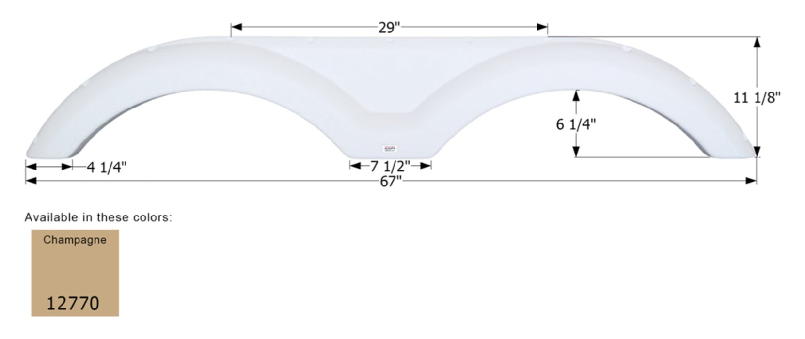Icon 12770 Fender Skirt Various Sunnybrook And Winnebago Brands 67 Inch 11-1/8 Inch, Champagne - Young Farts RV Parts
