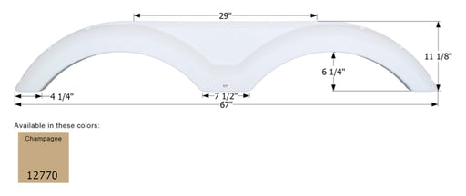 Icon 12770 Fender Skirt Various Sunnybrook And Winnebago Brands 67 Inch 11-1/8 Inch, Champagne - Young Farts RV Parts