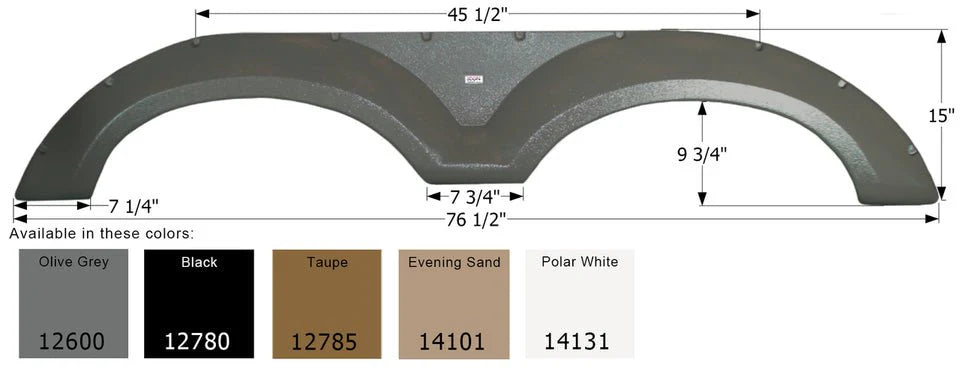 Icon 12780 Fender Skirt Various Coachmen And Including Chaparral Brands 76 - 1/2 Inch 15 Inch Black - Young Farts RV Parts