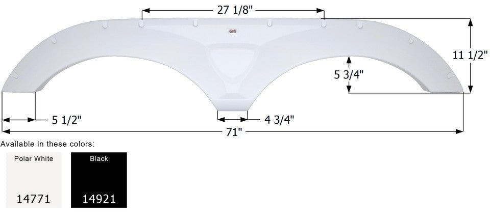 Icon 14771 Fender Skirt Polar White (Various Palomino Brands)