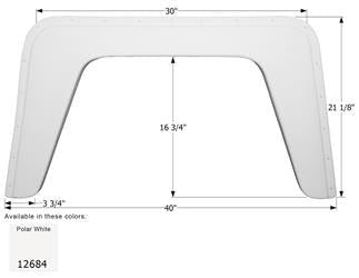 Icon Fender Skirt Various Damon Brands Including Ultra Sport 40 Inch 21-1/8 Inch Polar White 12684 - Young Farts RV Parts