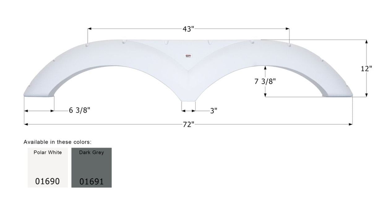 Icon Fender Skirt Various Dutchmen Brands Including Adirondack/ Sandpiper 72 Inch 12-3/4 Inch Dark Gray 01691 - Young Farts RV Parts