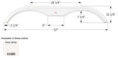 Icon Fender Skirt Various Fleetwood Brands Including Prowler 57 Inch 10-1/4 Inch Polar White 01680 - Young Farts RV Parts