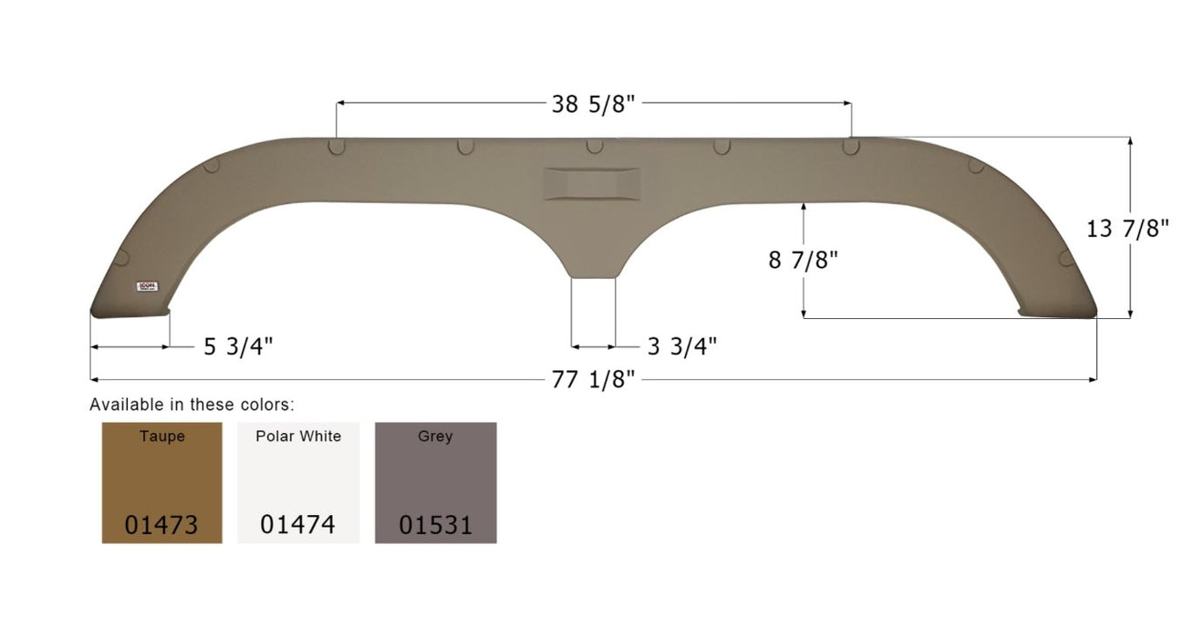 Icon Fender Skirt Various Fleetwood Brands Including Prowler/ Prowler Regal/ Regal/ Redline Hyper Lite 77-1/8 Inch 13-7/8 Inch Taupe 01473 - Young Farts RV Parts