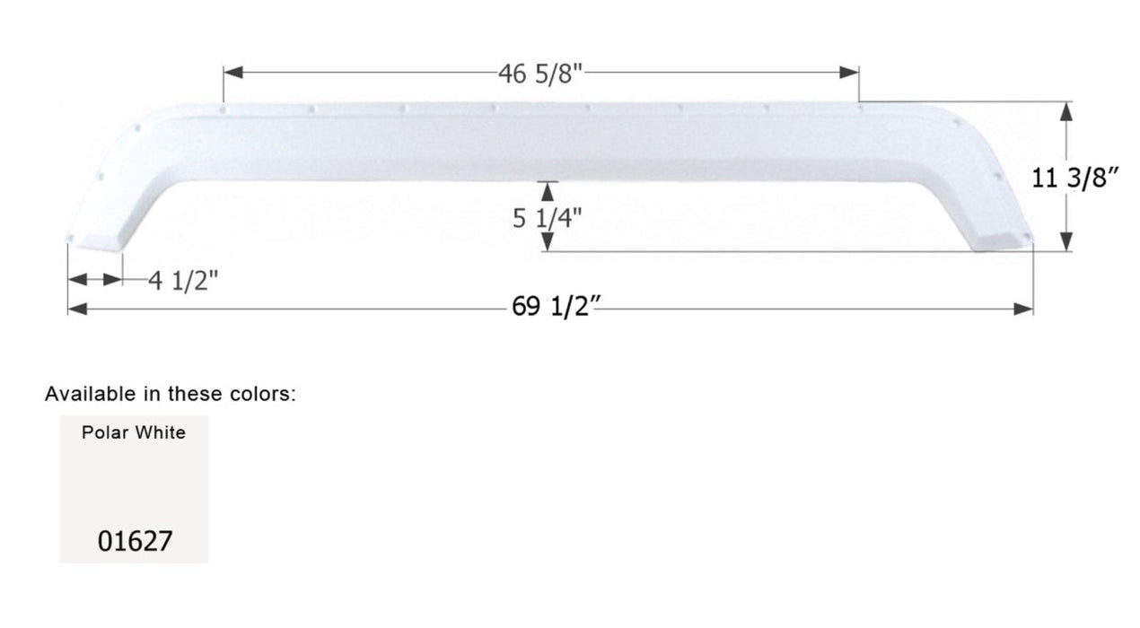 Icon Fender Skirt Various Fleetwood Brands Including Wilderness/ Prowler 69-1/2 Inch 11-3/8 Inch Polar White 01627 - Young Farts RV Parts