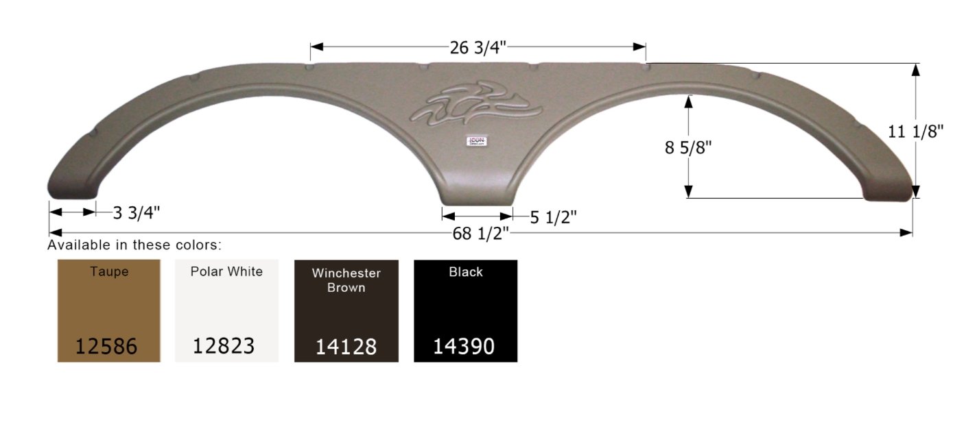 Icon Fender Skirt Various Heartland Brands Including Sundance 68-1/2 Inch 11-1/8 Inch Height Taupe 12586 - Young Farts RV Parts