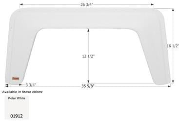 Icon Fender Skirt Various Sunland Brands 35-5/8 Inch 16-1/2 Inch Polar White 01912