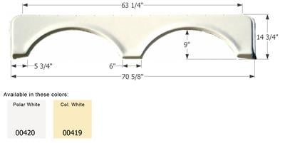 Icon Universal Fender Skirt 70-5/8" x 14-3/4" - Polar White ABS - 00420 - Young Farts RV Parts