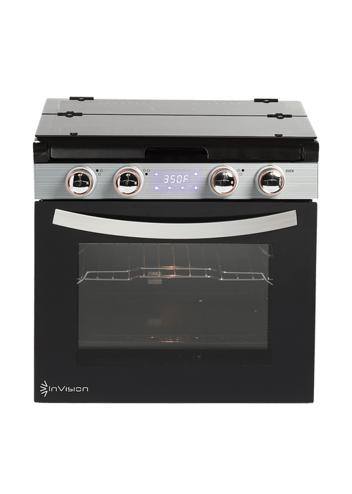 Invision 480 - 2230 Range - Black Porcelain Top With Open Glass Door And Stainless Steel Handle (Copy) - Young Farts RV Parts