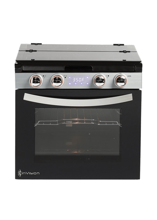 Invision 480 - 2230 Range - Black Porcelain Top With Open Glass Door And Stainless Steel Handle (Copy) - Young Farts RV Parts