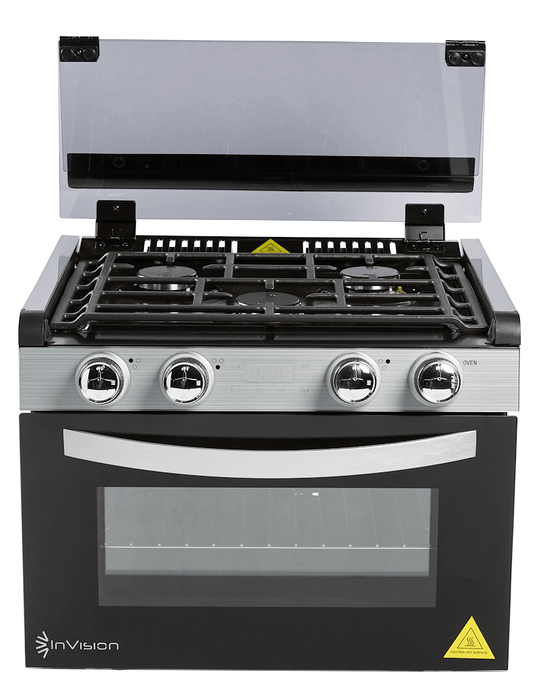 Invision 480-2730 Range - Black Porcelain Top With Open Glass Door And Stainless Steel Handle