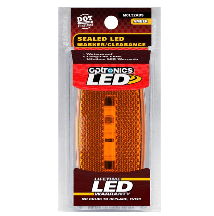 LED Clearance/Marker Light Oval Black Amber - Young Farts RV Parts