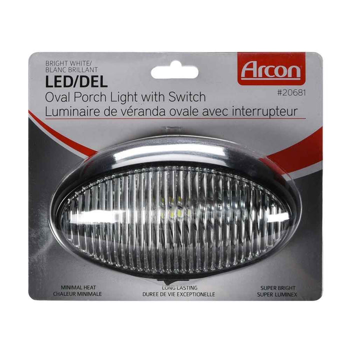 LED Oval Porch Light Switched Black Clear - Young Farts RV Parts