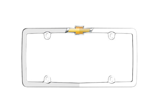 License Plate Frame Cruiser 10437 License Frame, Chevy Yellow Bowtie, Chrome Plated - Young Farts RV Parts