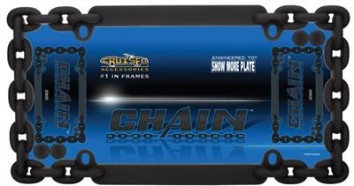License Plate Frame Cruiser 20500 Original, Chain, Rubberized Finish, Flat Black, Die Cast Metal - Young Farts RV Parts