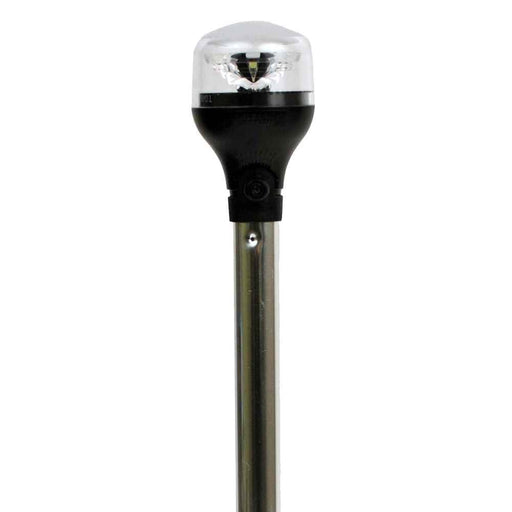 LightArmor All - Around Light - 12" Aluminum Pole - Black Vertical Composite Base w/Adapter - Young Farts RV Parts