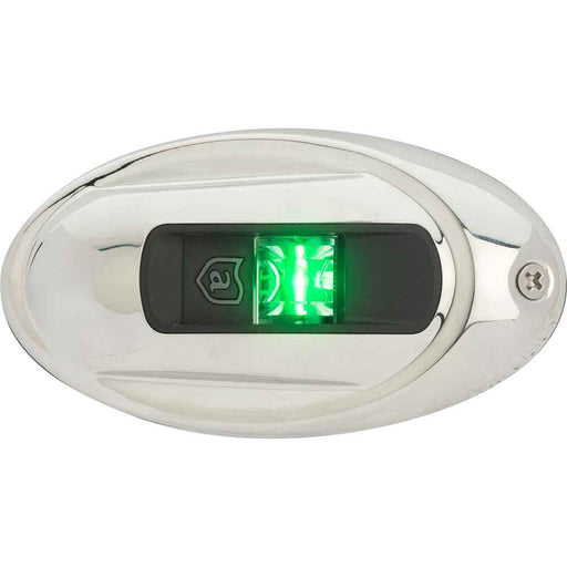 LightArmor Vertical Surface Mount Navigation Light - Oval - Starboard (green) - Stainless Steel - 2NM - Young Farts RV Parts