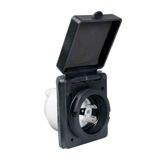 Marinco Outdoor Receptacle 125 Volt/ 30 Amp Square - 301ELRV.BLK
