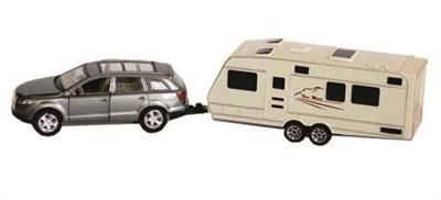 Model Vehicle Prime Products 27-0026 Die Cast Metal And Plastic SUV And Trailer Action Toy, 11-1/2" x 2" Width x 2-1/2" Height, 1:48 Scale, Operable Doors On Tow Vehicle