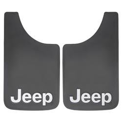 Mud Flap Plasticolor 000542R01 Easy-Fit Series, Universal 11" x 19", Set Of 2, Flat, Jeep Logo, Black, Fiberglass Reinforced - Young Farts RV Parts