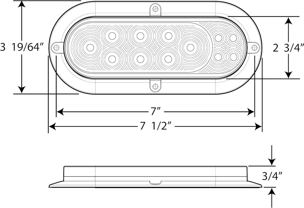 Optronics Trailer Lights - STL211XRFHB - Stop, Tail, Turn, Backup - Submersible - Oval - Red/Clear Lens - Young Farts RV Parts