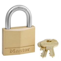 Padlock Master Lock Starter Sentry 140D Key Type, 1/4" Diameter Shackle/ 1 - 9/16" Wide Body, 7/8" Height X 13/16" Width Shackle Clearance, General Purpose, Steel Shackle/ Brass Body - Young Farts RV Parts