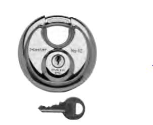 Padlock Master Lock Starter Sentry 40KADPF Keyed Alike, 2-3/4" Body Width, 3/8" Diameter Shackle, 5/8" Height x 3/4" Width Shackle Clearance, Stainless Steel Body and Hardened Steel Shackle - Young Farts RV Parts