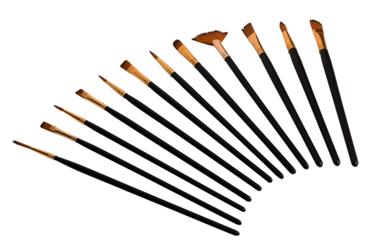 Paint Brush Performance Tool W228 8 Liner/ 3/8" Round/ 3/8" Filbert/ 1/2" Flat/ 3/8" Angle/ 3/8" Saw Tooth/ 4 Angle/ 1/4" Flat/ 6 Round/ 2 Fan/ 4 Liner/ 5/0 Liner, Nylon Bristle, Wood Handle