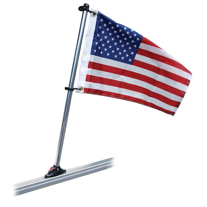 Pontoon 24" Flag Pole Mount & 12" x 18" US Flag - Young Farts RV Parts