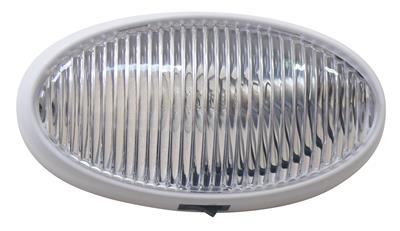Porch Light Valterra DG71257VP Diamond Group, Incandescent Bulb, 6" x 3-1/2" x 2", Oval, Clear Lens, White Base, Snap In, ABS Plastic, Surface Mount