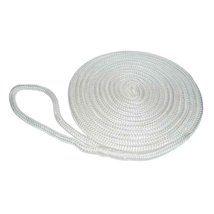 Premium Double Braided Nylon Dock Line, 25', 1/2", White - Young Farts RV Parts