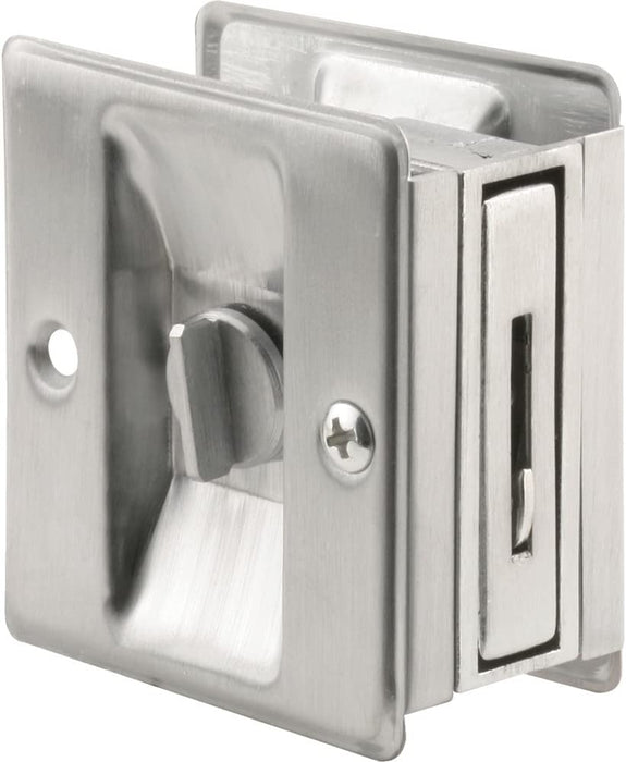 Prime-Line Products N 7161 Pocket Door Privacy Lock with Pull, Satin Chrome