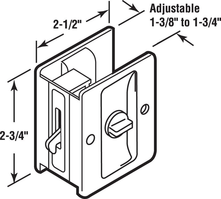 Prime-Line Products N 7161 Pocket Door Privacy Lock with Pull, Satin Chrome