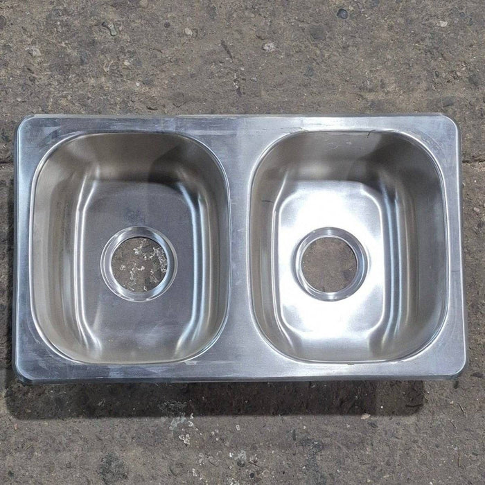 Used Stainless Steel Double Kitchen Sink - 25 1/8" X 13 1/8"