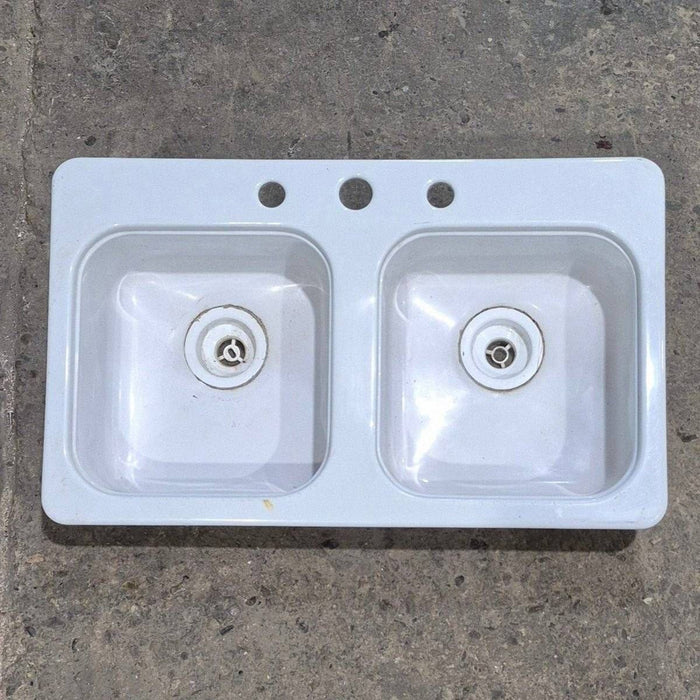 Used White Double Kitchen Sink - 29" x 17 1/2" x 9 1/2"