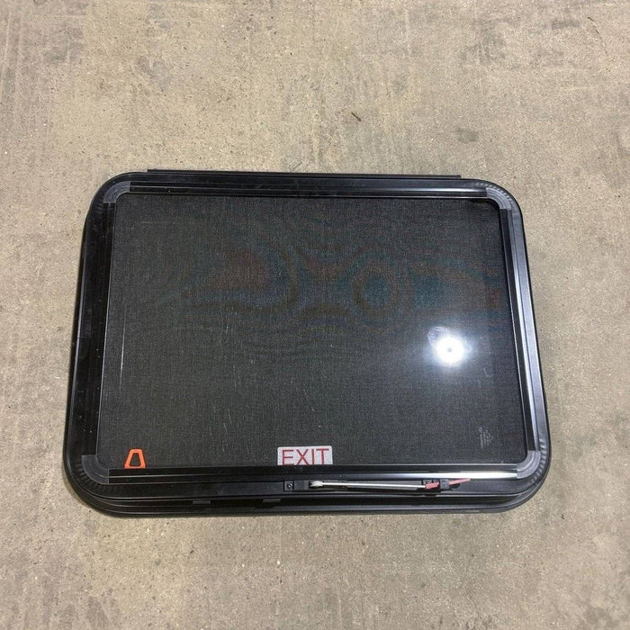 Used Black Radius Frameless Emergency Opening Window : 29 1/2" X 21 1/2 X 1 7/8" D