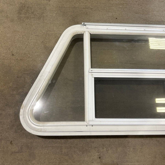 Used Slanted White Radius Emergency Opening Window - 49.25" x 23.25" x 1.875"