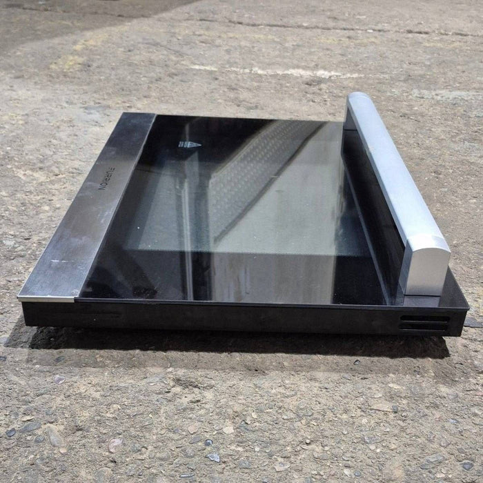 Used Furrion Oven Door , Black Glass Panel W/ Stainless Steel Trim & Handle - 21.375" x 15.75" x 3.875"