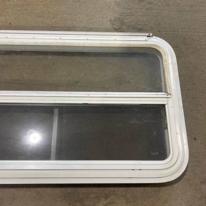 Used Slanted White Radius Emergency Opening Window - 49.25" x 23.25" x 1.875"