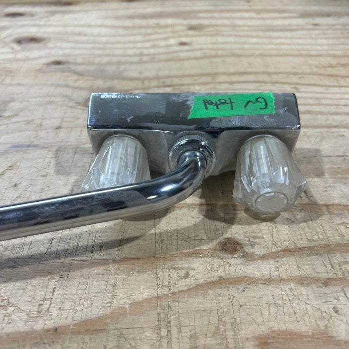 Used 4" Kitchen Bar Faucet, Chrome, Clear Handles