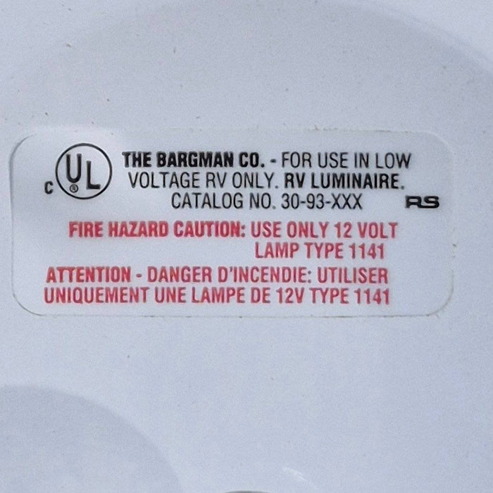 Used RV Interior Light Fixture, Single, Has Switch - 30-93-XXX