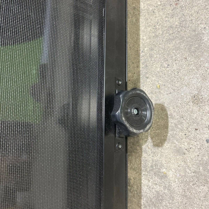 Used Black Radius Frameless Emergency Opening Window : 35 1/2" X 23 1/4 X 1 7/8" D