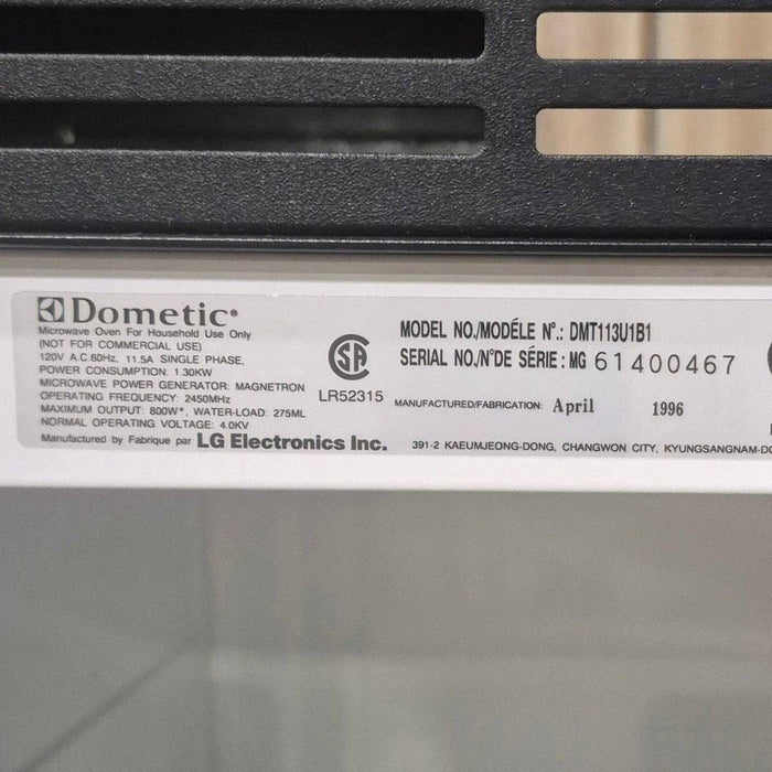 Used Dometic RV Microwave, 20 7/8" x 14 1/8" x 14 1/4" , DMT113U1B1