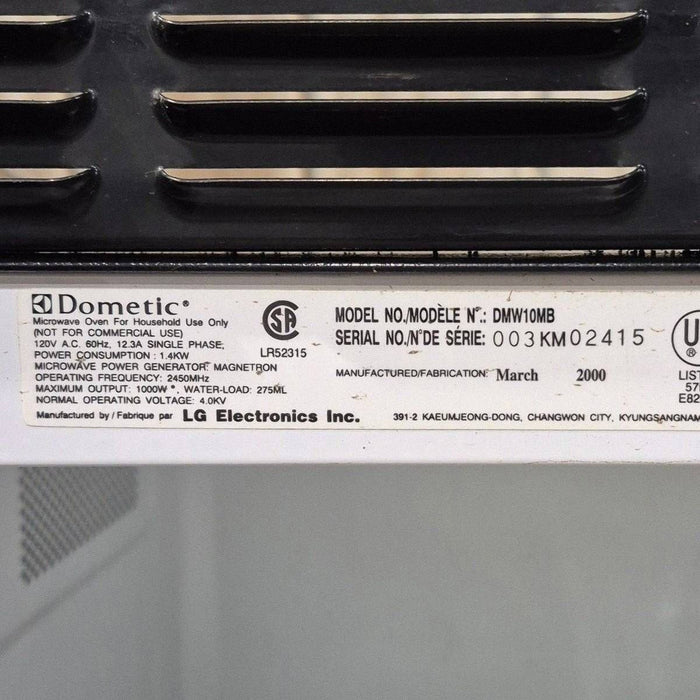 Used Dometic RV Microwave - DMW10MB , 21" x 12 1/4" x 14 1/2"
